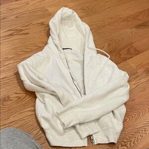 BRANDY MELVILLE White Zip-Up Hoodie